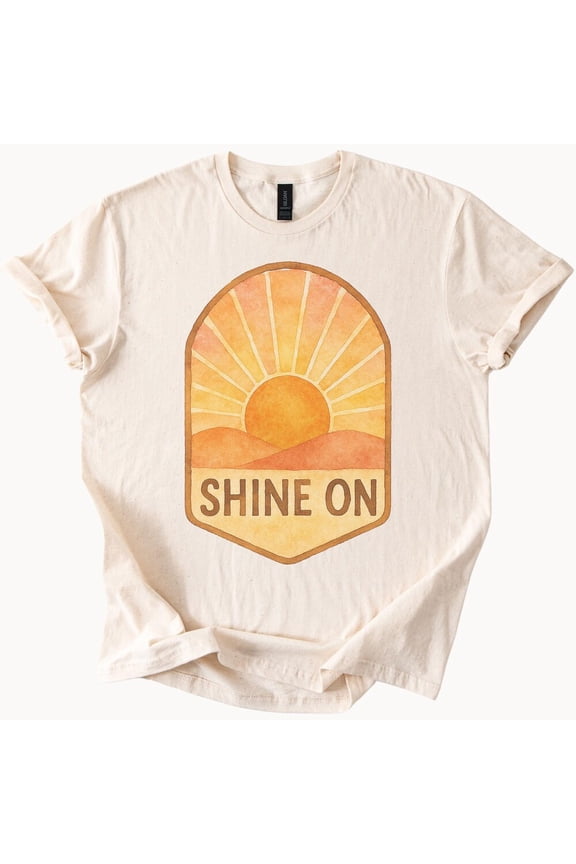 Tee With Shine On Tshirt Sunshine Graphic Tee Positive Vibes Shirt Boho Style Clothing Women'S Fashion Top Birthday Gifts; For Men & Women