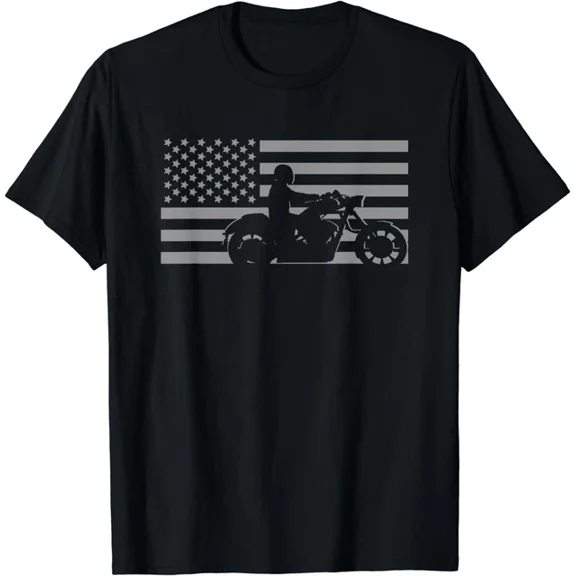 Kiraa Tee With Shirt American Flag Biker Motorcycle Short Sleeve Gift Unisex T-Shirt