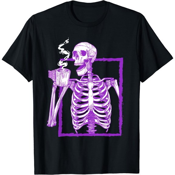 Kiraa Tee With Skeleton Coffee Grunge Aesthetic Gothic Halowen