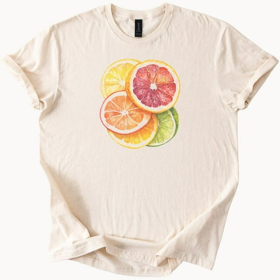 Kiraa Tee With Sliced Citrus Fruit Graphic Tee Shirt Lemon Orange Lime Grapefruit Unisex T Shirt Summer Vibes Apparel Birthday Gifts; For Men & Women