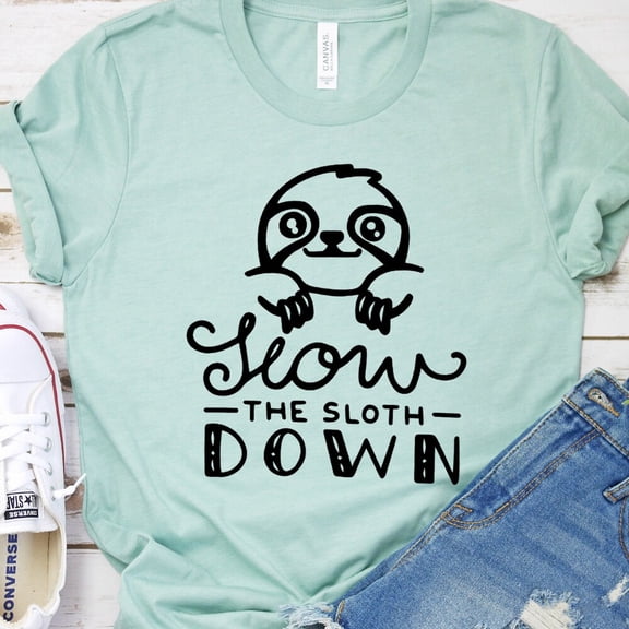 Kiraa Tee With Slow The Sloth Down Shirt - Sloths - Funny Graphic Shirts - Gift For Friend Birthday Gifts; For Men & Women