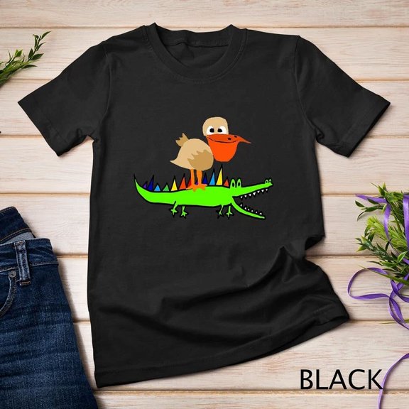 Kiraa Tee With Smileteesanima Funny Pelican Bird On Alligator Cartoon Unisex S-5Xl T-Shirt