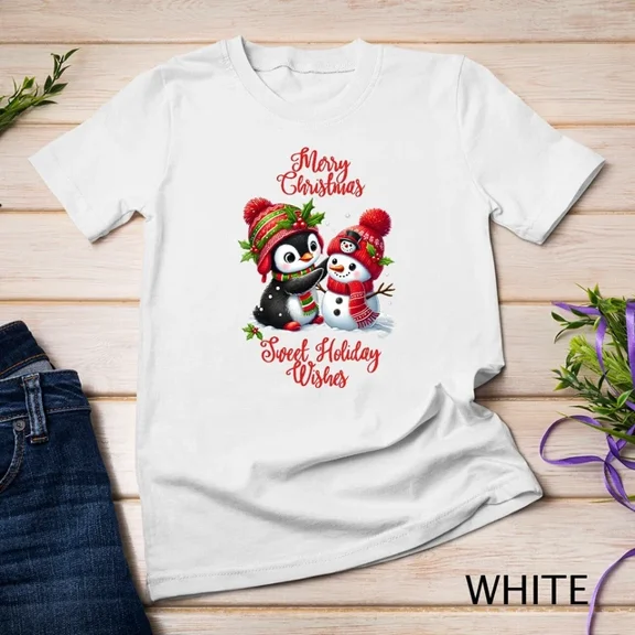Kiraa Tee With Snowy Christmas Cute Penguin #3 Funny Christmas Shirt Unisex S-5Xl T-Shirt Birthday Gifts; For Men & Women