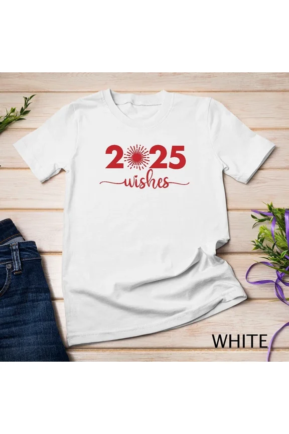 Tee With Sparkling Wishes For 2025 A New Year'S Resolution Funny Unisex S-5Xl T-Shirt Birthday Gifts; For Men & Women