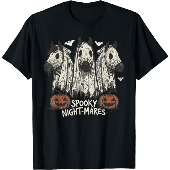 Kiraa Tee With Spooky Night-Mares Halowen Horse Ghost Funny Spooky Season Unisex S-5Xl T-Shirt