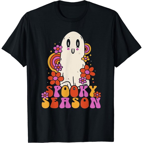 Kiraa Tee With Spooky Season Hippie Halowen Ghost 70S Halowen Unisex S-5Xl T-Shirt