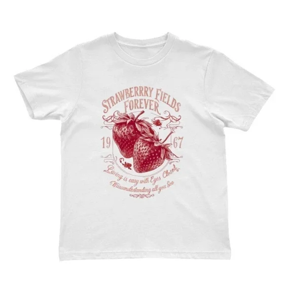 Kiraa Tee With Strawberry Fields Forever Shirt, Lemon Citrus Tshirt, Summer Time Tee Birthday Gifts; For Men & Women