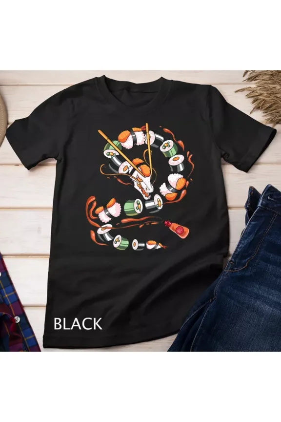 Tee With Sushi Dragon Roll Japanese Food Kawaii Dragon Anime Sushi T-Shirt Unisex T-Shirt
