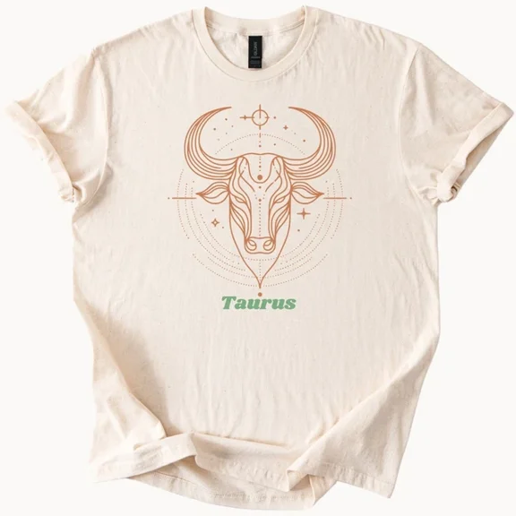Kiraa Tee With Taurus Zodiac Bull Graphic Tee Astrology Horoscope T Shirt Gift For Him Her Birthday Gifts; For Men & Women
