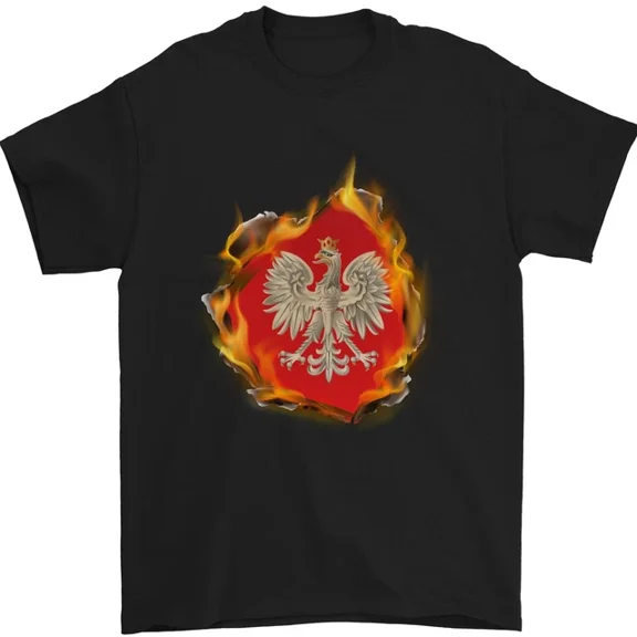 Kiraa Tee With The Of Polish Flag Fire Effect Poland Mens S-5Xl T-Shirt