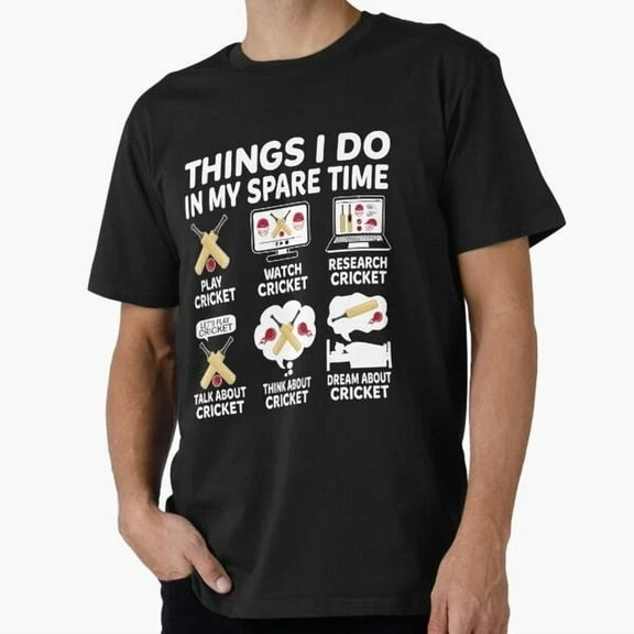 Kiraa Tee With Things I Do In My Spare Time Cricket Cricket T-Shirt S-5Xl