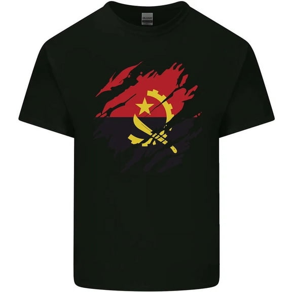 Kiraa Tee With Torn Angola Flag Angolan Day Football Mens Womens S-5Xl T-Shirt