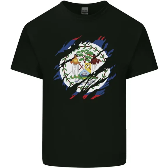 Kiraa Tee With Torn Belize Flag Belizean Day Football Mens Womens S-5Xl T-Shirt