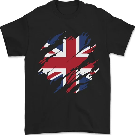 Kiraa Tee With Torn British Flag Union Jack Britain Mens Womens S-5Xl T-Shirt