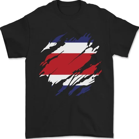 Kiraa Tee With Torn Costa Rica Flag Rican Day Football Mens Womens S-5Xl T-Shirt