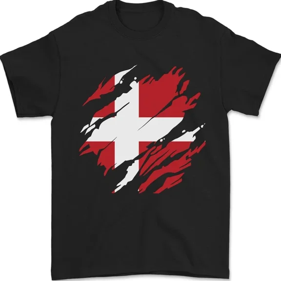 Kiraa Tee With Torn Denmark Flag Danish Day Football Mens Womens S-5Xl T-Shirt