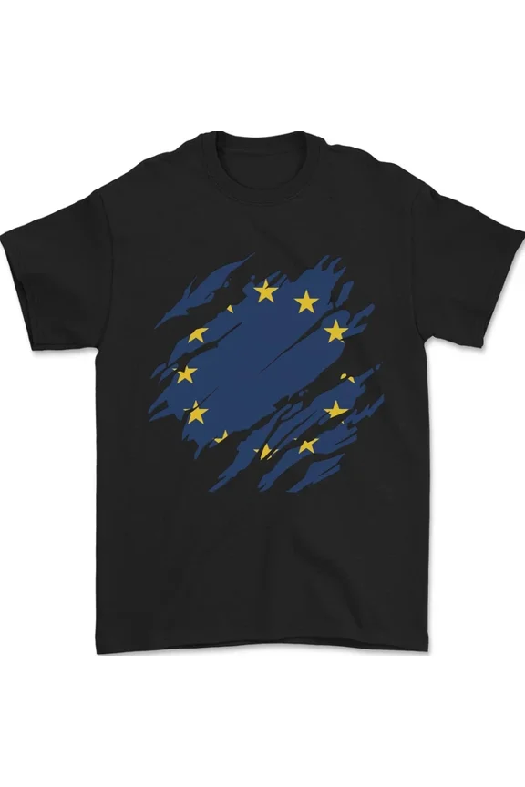 Tee With Torn Eu Flag European Union Flag Football Mens Womens S-5Xl T-Shirt