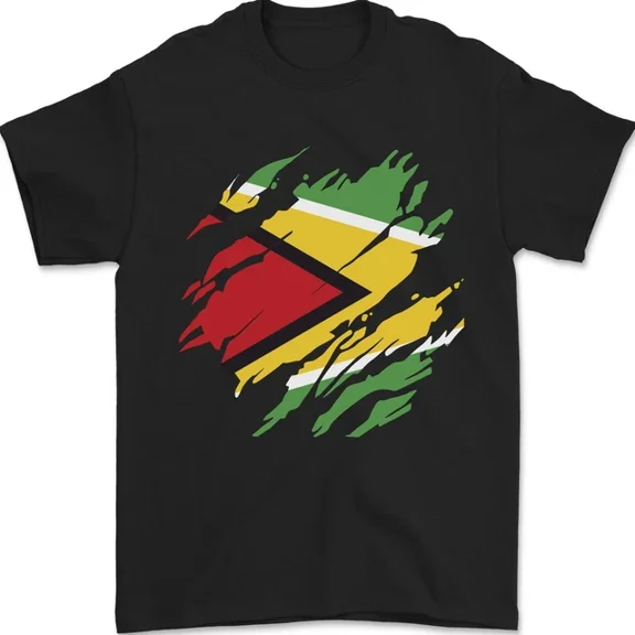 Kiraa Tee With Torn Guyana Flag Guyanese Day Football Mens Womens S-5Xl T-Shirt