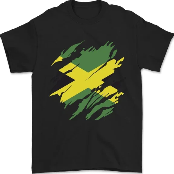 Kiraa Tee With Torn Jamaican Flag Jamaica Day Football Mens Womens S-5Xl T-Shirt