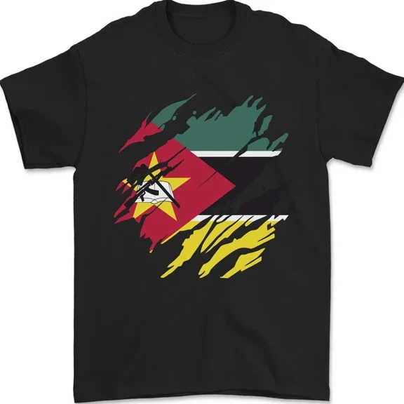 Kiraa Tee With Torn Mozambique Flag Mozambican Day Football Mens Womens S-5Xl T-Shirt