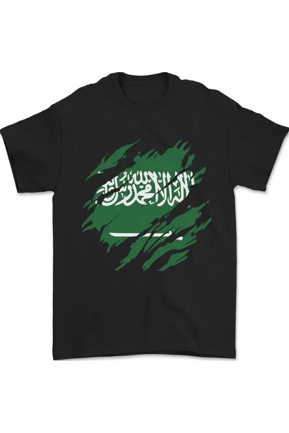 Tee With Torn Saudi Arabia Flag Arabian Day Football Mens Womens S-5Xl T-Shirt