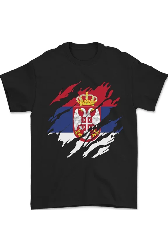 Tee With Torn Serbia Flag Serbia Day Football Mens Womens S-5Xl T-Shirt