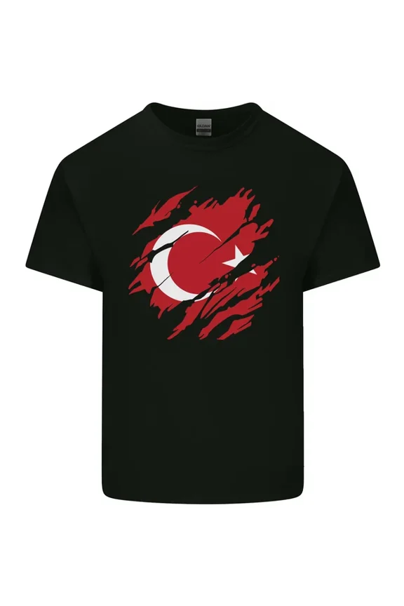 Tee With Torn Turkey Flag Turkish Day Football Mens Womens S-5Xl T-Shirt