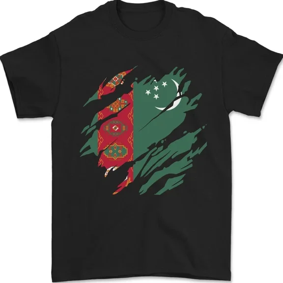Kiraa Tee With Torn Turkmenistan Flag The Turkmen Day Football Mens Womens S-5Xl T-Shirt