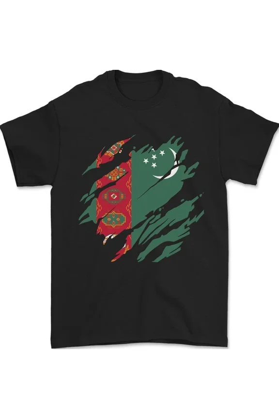 Tee With Torn Turkmenistan Flag The Turkmen Day Football Mens Womens S-5Xl T-Shirt