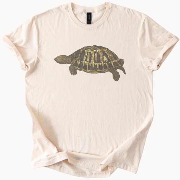 Kiraa Tee With Tortoise Graphic Tee Unique Shell Design Nature Lover Tshirt Birthday Gifts; For Men & Women
