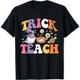thumbnail image 1 of Kiraa Tee With Trick Or Teach Cute Ghost Teacher Spooky Halowen Season Unisex S-5Xl T-Shirt, 1 of 2