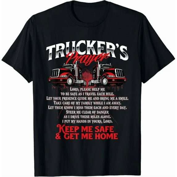Kiraa Tee With Truckers Prayer Semi Truck Driver Trucking Big Rig Driving Gift Unisex T-Shirt