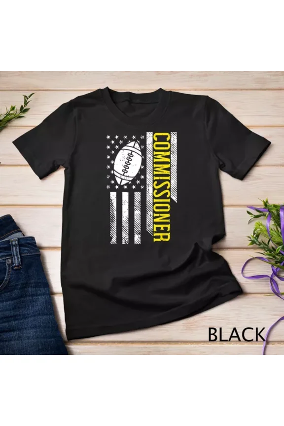 Tee With Us Flag Fantasy Football Commissioner Commish Ffl Patriotic Unisex T-Shirt