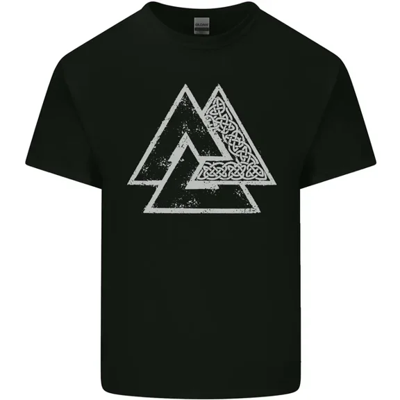 Kiraa Tee With Valknut Symbol Vikings Gym With White Print Mens Womens S-5Xl T-Shirt