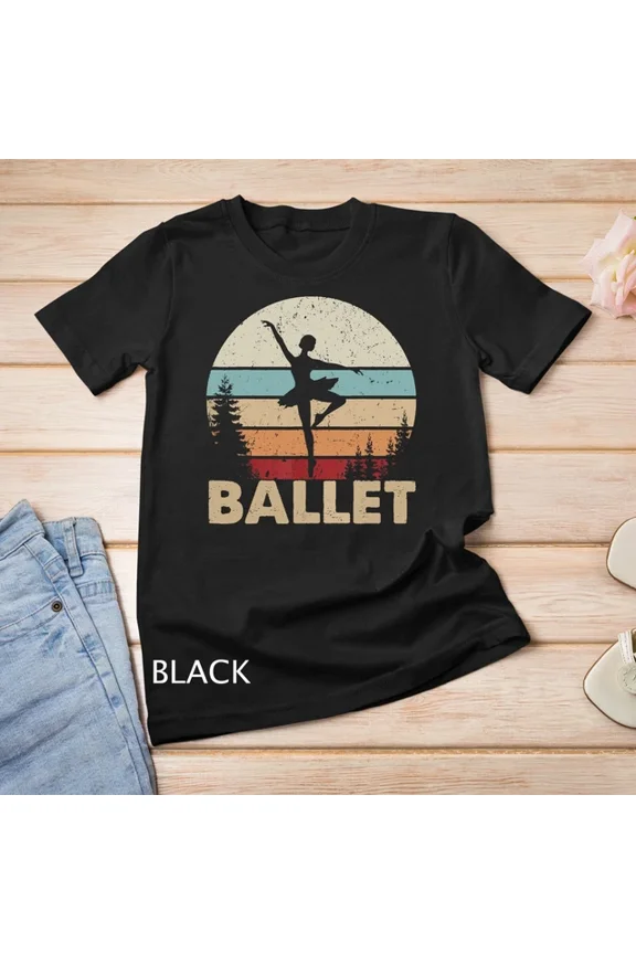 Tee With Vintage Ballerina Retro Distressed Ballet Dancer Girl Gifts Unisex S-5Xl T-Shirt