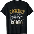 thumbnail image 1 of Kiraa Tee With Vintage Bull Riding Rodeo Cowboy Gift Unisex T-Shirt, 1 of 2
