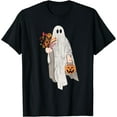 thumbnail image 1 of Kiraa Tee With Vintage Floral Ghost Pumpkin Halowen Men Unisex S-5Xl T-Shirt, 1 of 2