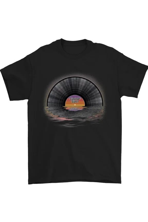 Tee With Vinyl Sunset Record Lp Turntable Music Mens S-5Xl T-Shirt