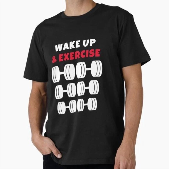 Kiraa Tee With Wake Up And Exercise Dumbbells T-Shirt S-5Xl