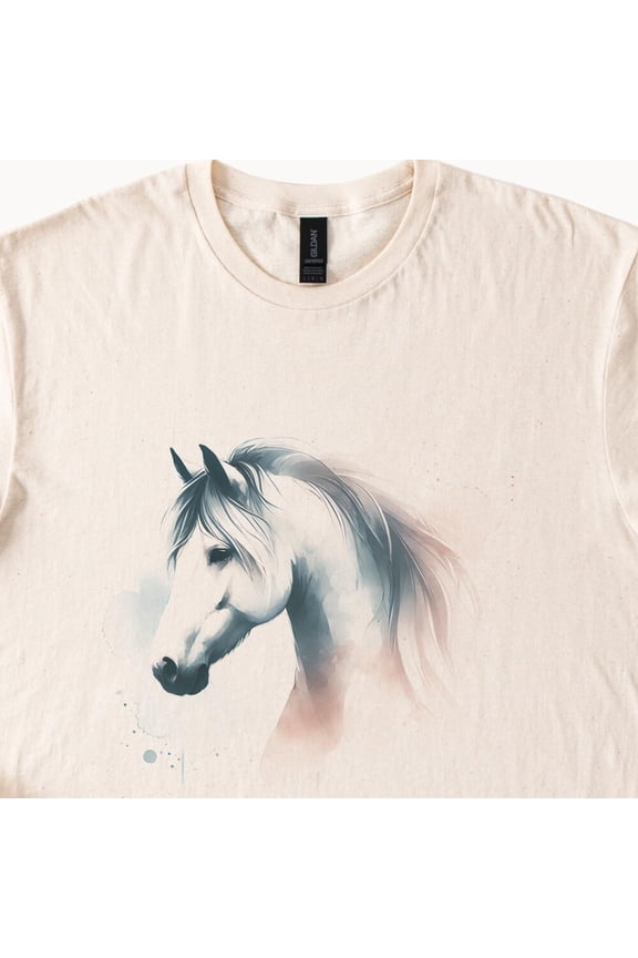 Tee With Watercolor Horse T Shirt Natural Beige Color Cotton Equestrian Tee Gift For Horse Lovers Birthday Gifts; For Men & Women