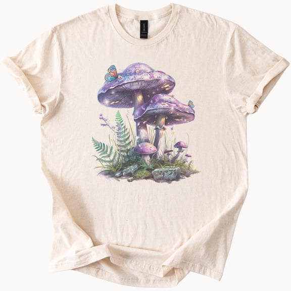 Kiraa Tee With Whimsical Mushroom Butterfly Graphic Tee Fantasycore Shirt Birthday Gifts; For Men & Women