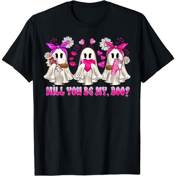 Kiraa Tee With Will You Be My Boo Ghost And Flower Valentine'S Day Couples Unisex S-5Xl T-Shirt