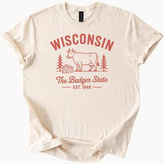 Kiraa Tee With Wisconsin Badger State Cow Cheese Trees Graphic Tshirt Birthday Gifts; For Men & Women