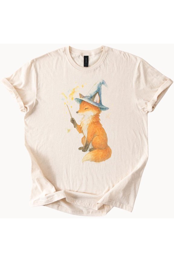 Tee With Wizard Fox T Shirt Cute Animal Magic Spell Tee Gift For Her Him Birthday Gifts; For Men & Women