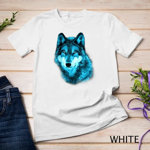 Kiraa Tee With Wolf Glow Neon Staring T-Shirt Wolves Tee Shirt Gifts Unisex S-5Xl T-Shirt Birthday Gifts; For Men & Women