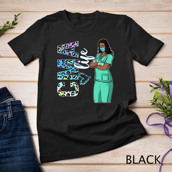 Kiraa Tee With Womens Black Nurse Uniform Afro African Cma Nurse Day T-Shirt Unisex T-Shirt