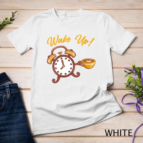 Kiraa Tee With Womens Wake Up Alarm Clock Owl Nocturnal Caffeine Coffee Cafe Unisex S-5Xl T-Shirt Birthday Gifts; For Men & Women