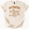 thumbnail image 1 of Kiraa Tee With Wyoming Cowboy State T Shirt Est 1890 Graphic Tee Western Mountains Bighorn Sheep Rodeo Gift Birthday Gifts; For Men & Women, 1 of 4