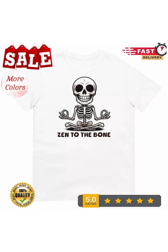 Tee With Zen Skeleton T-Shirt Men Women Meditation Yoga Tee Birthday Gifts; For Men & Women