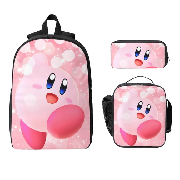 Kirby 3 Piece Backpack Set With Lunch Bag Pencil Case , High Capacity Bookbag With Lunch Box Pen Box Workplace Travel